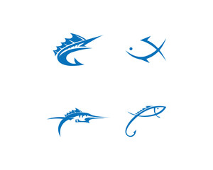 Marlin jump fish logo and symbols icon 