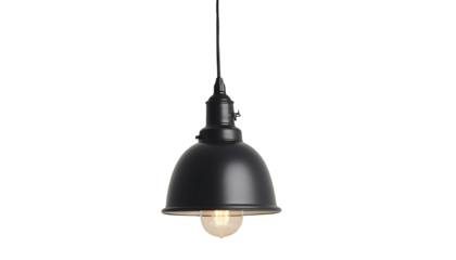 black ceiling lamp isolated on transparent background