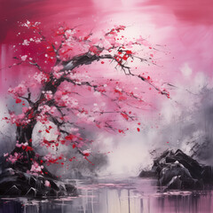 abstract sakura japanese paint © wing