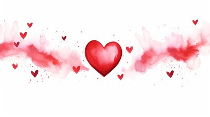Red love brush for Happy Valentines on white background. Copy space. Generative AI