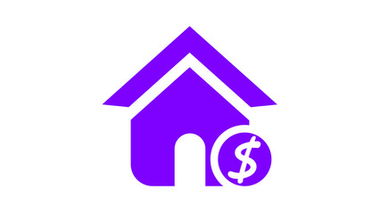 Grey House with dollar symbol icon isolated on white background. Home and money. Real estate concept. Vector.
