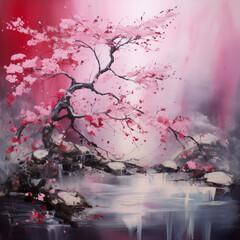 abstract sakura japanese paint © wing