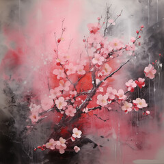 abstract sakura japanese paint