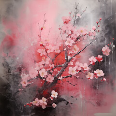 abstract sakura japanese paint © wing