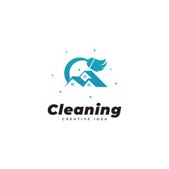 House Cleaning Service Logo Design Vector Template