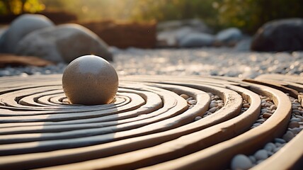 Fototapeta na wymiar The mesmerizing details of a pebble-strewn path in a Zen garden -Generative Ai