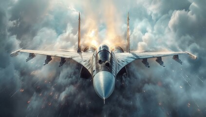 military jet fighter created by ai - obrazy, fototapety, plakaty