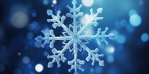 Blue snowflakes on bokeh background. generative AI
