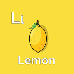Vector illustration of lemon, lemonade fresh fruit and healthy drink, full with vitamin C