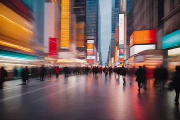 Tableaux ronds sur plexiglas TAXI de new york city street at night time laps 