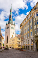 Fototapeta na wymiar St. Olaf's church in Tallinn old town, Estonia