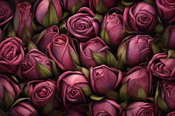 Illustrated background of rose buds