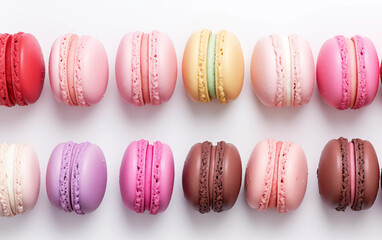 Obraz premium Macarons sweet cookies Isolated on White background Generated AI