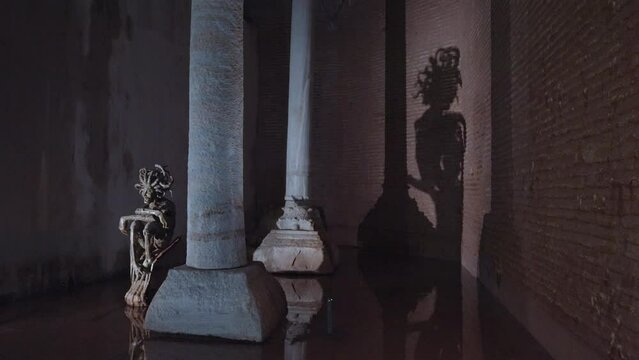 Basilica Cistern Yerebatan Sarnıcı Huge underground Roman water source held up with marble columns Istanbul, Turkey