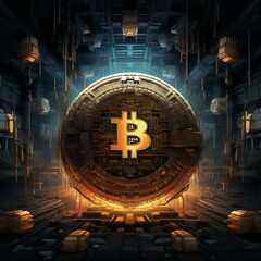 Bitcoin, secure transactions, encryption symbols, financial freedom