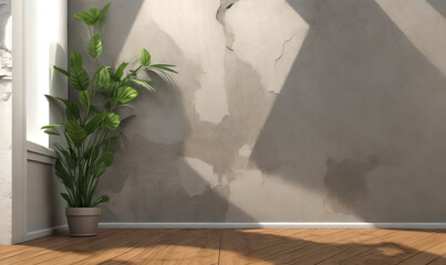 Empty room with blank wall, interior background, 3d rendering. generative AI