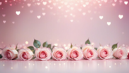 Pastel light pink sparkling valentine festive background