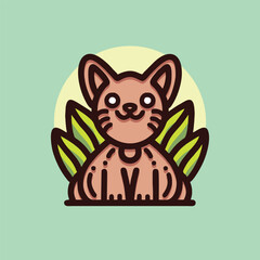 Cute Cat Mascot Cartoon Animal illustration Vector Design Emblem