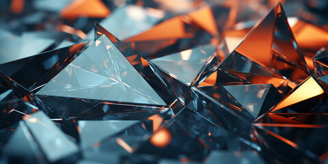 Close-up of shiny diamonds, rendered in 3D to highlight their triangular shards.