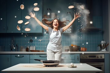Maman qui fait des crêpes pour la chandeleur