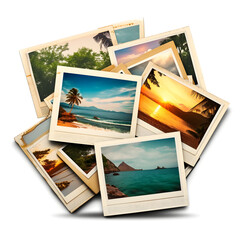 Polaroid photos of memorable moments isolated on white background, realistic, png
