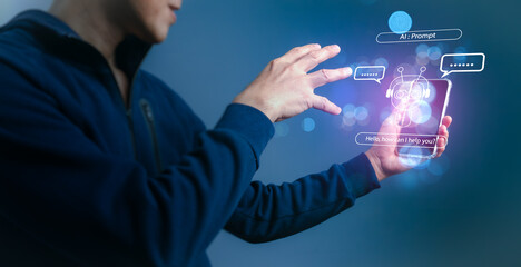 evolution of AI An industry expert utilizes artificial intelligence (AI) on tablet to reply to inquiries.By applying artificial intelligence to human difficulties, users obtain intelligent outcomes.