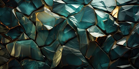 Shiny green crystal stone with a combination of gold color. generative AI