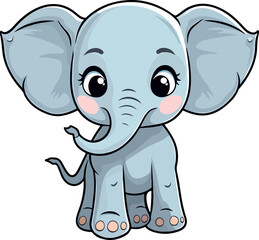 Cute elephant clipart design illustration