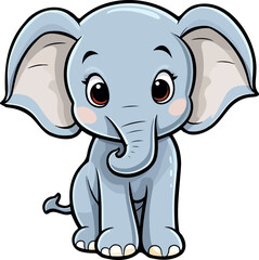 Cute elephant clipart design illustration