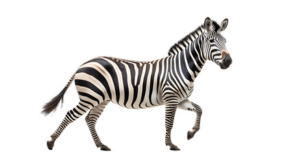 Fototapeta na wymiar Zebra running on transparent background PNG