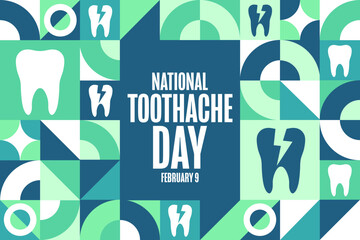 National Toothache Day. February 9. Holiday concept. Template for background, banner, card, poster with text inscription. Vector EPS10 illustration.