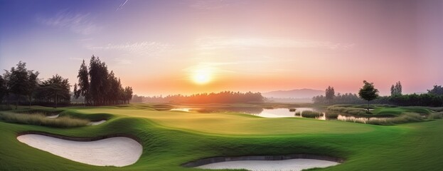 Sunrise Serenity at the Lakeside Golf Course Landscape