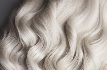 Blond hair close-up as a background. Women's long blonde hair. Beautifully styled wavy shiny curls. Hair coloring. Hairdressing procedures, extension. White hair - obrazy, fototapety, plakaty