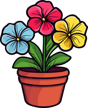 Flower in pot clipart design illustration