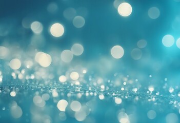 Abstract light blue blurred background with beautiful lighting spots and reflections