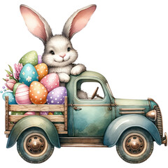 Cute Watercolor Easter Bunny Clipart Illustration