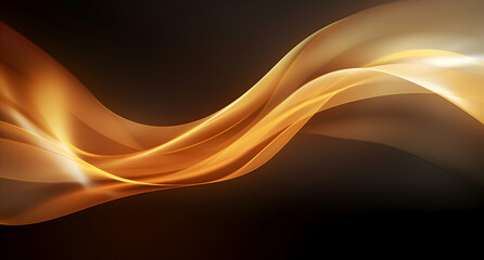 Obraz premium Abstract shiny and sparkle gold wave curvy line with glitter shape with blur on defocused black background. Luxury gold flow blurred wallpaper.