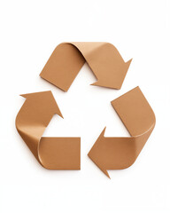 Eco recycling symbol made of cardboard on white background. Generative ai
