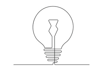 Light bulb one continuous line drawing. Isolated on white background vector illustration. Pro vector