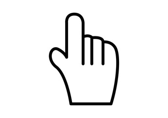 Icono negro de cursor en forma de mano pulsando.