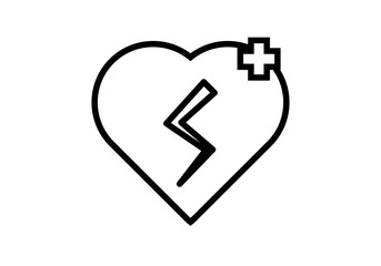 Icono negro de reanimar un corazón o primeros auxilios.