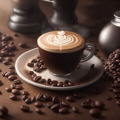 Barista ,coffee bean ,latte art ,background 8k resolution