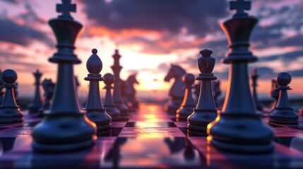 Chess piece symbolize strategy and tactics - obrazy, fototapety, plakaty