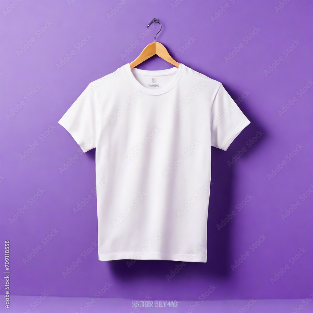 Wall mural white blank t-shirt mockup design template for advertisement.men isolated short sleeve wear front co