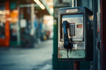 An old vintage pay phone isolated - obrazy, fototapety, plakaty