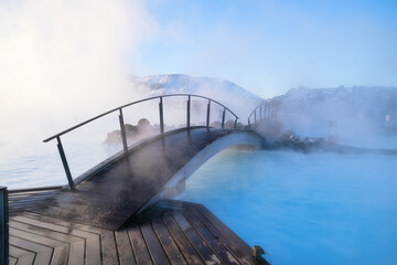 Blue Lagoon, Iceland. Geothermal spa for rest and relaxation in Iceland. Warm springs of natural...