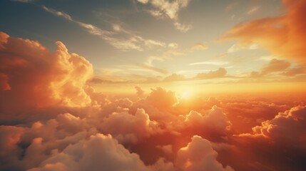 Fototapeta premium The clouds in the sky as they catch the last rays of the setting sun. Emphasize the dynamic and dramatic cloud formations, adding depth and texture to the sunset scene