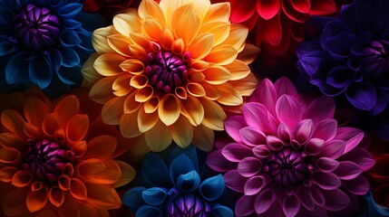 Contrasting Colors Photograph Dahlias with contrasting colors in the background, creating a visually striking composition. Experiment with complementary color combinations to enhance the vibrancy