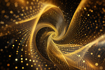Particle luxury golden abstract background waves, golden particle abstract technology technology creative annual meeting style poster background - obrazy, fototapety, plakaty