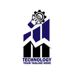 Abstract Initial Logo. Black and Blue color isolated on White Background. Technology Branding Logos. Flat Vector Logo Design Template Element icon.